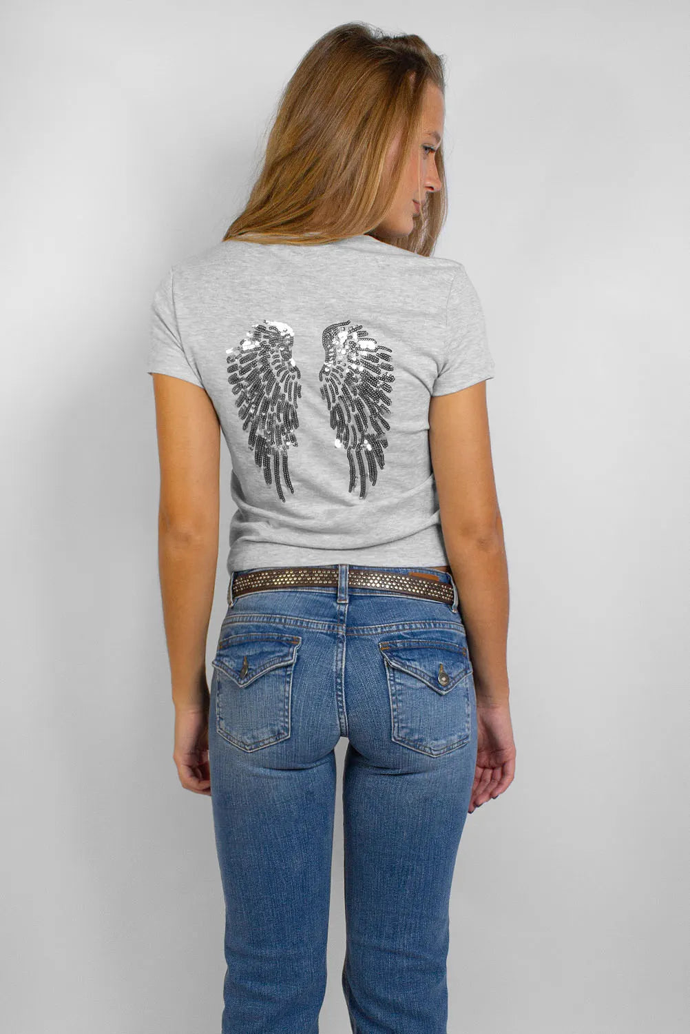 エンジェルウィング スパンコール Tシャツ　AL1046