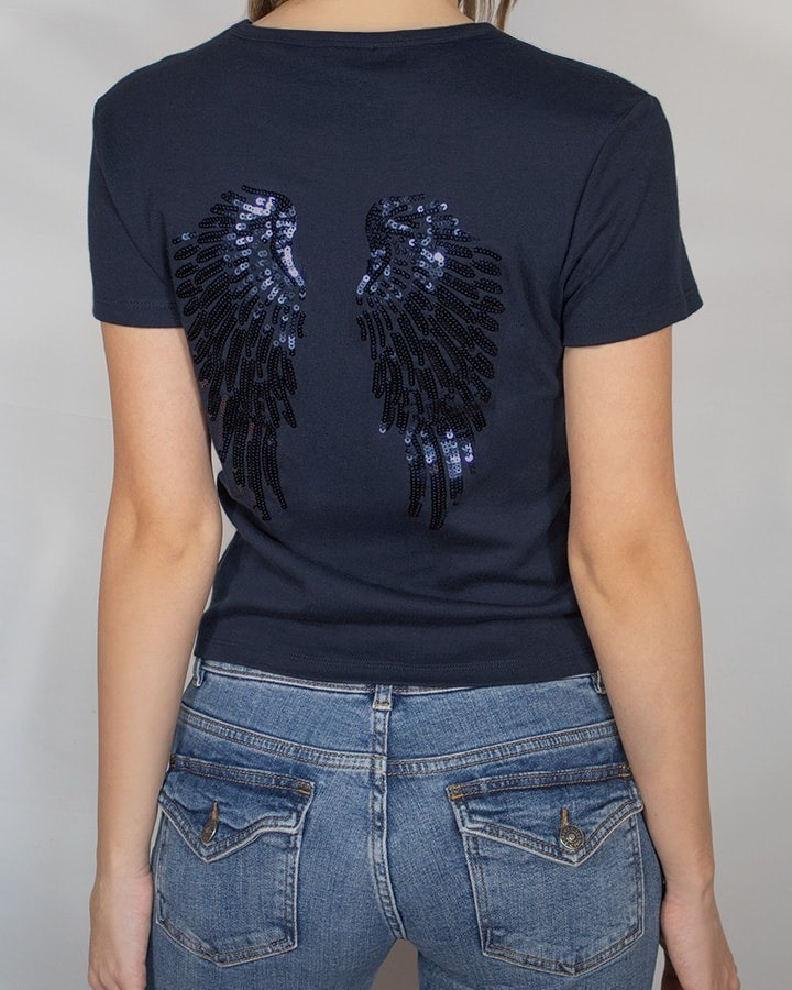 エンジェルウィング スパンコール Tシャツ　AL1046