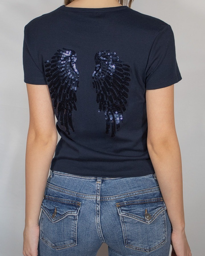 エンジェルウィング スパンコール Tシャツ　AL1046