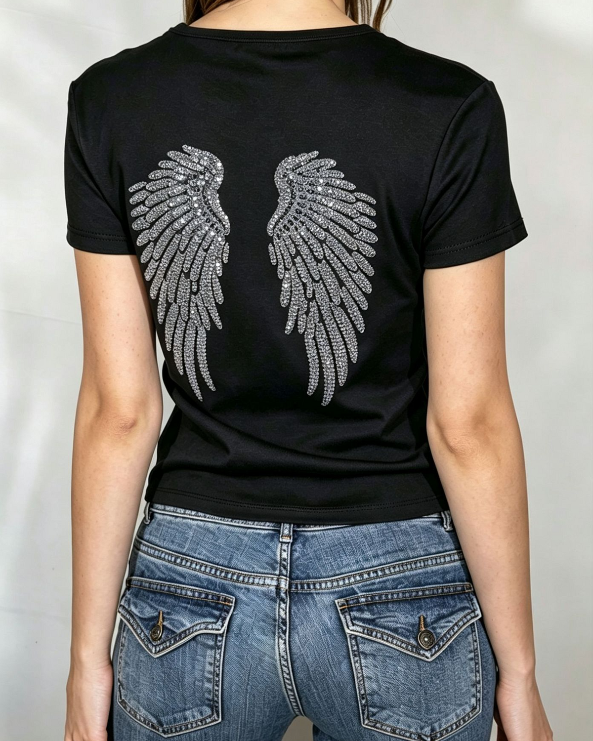 エンジェルウィング スパンコール Tシャツ　AL1046