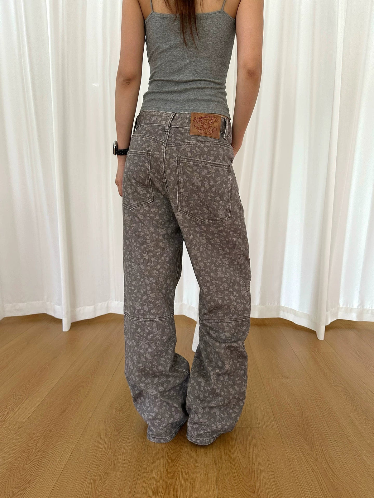 ヴィンテージ総柄プリント ストレートパンツ　AL1072