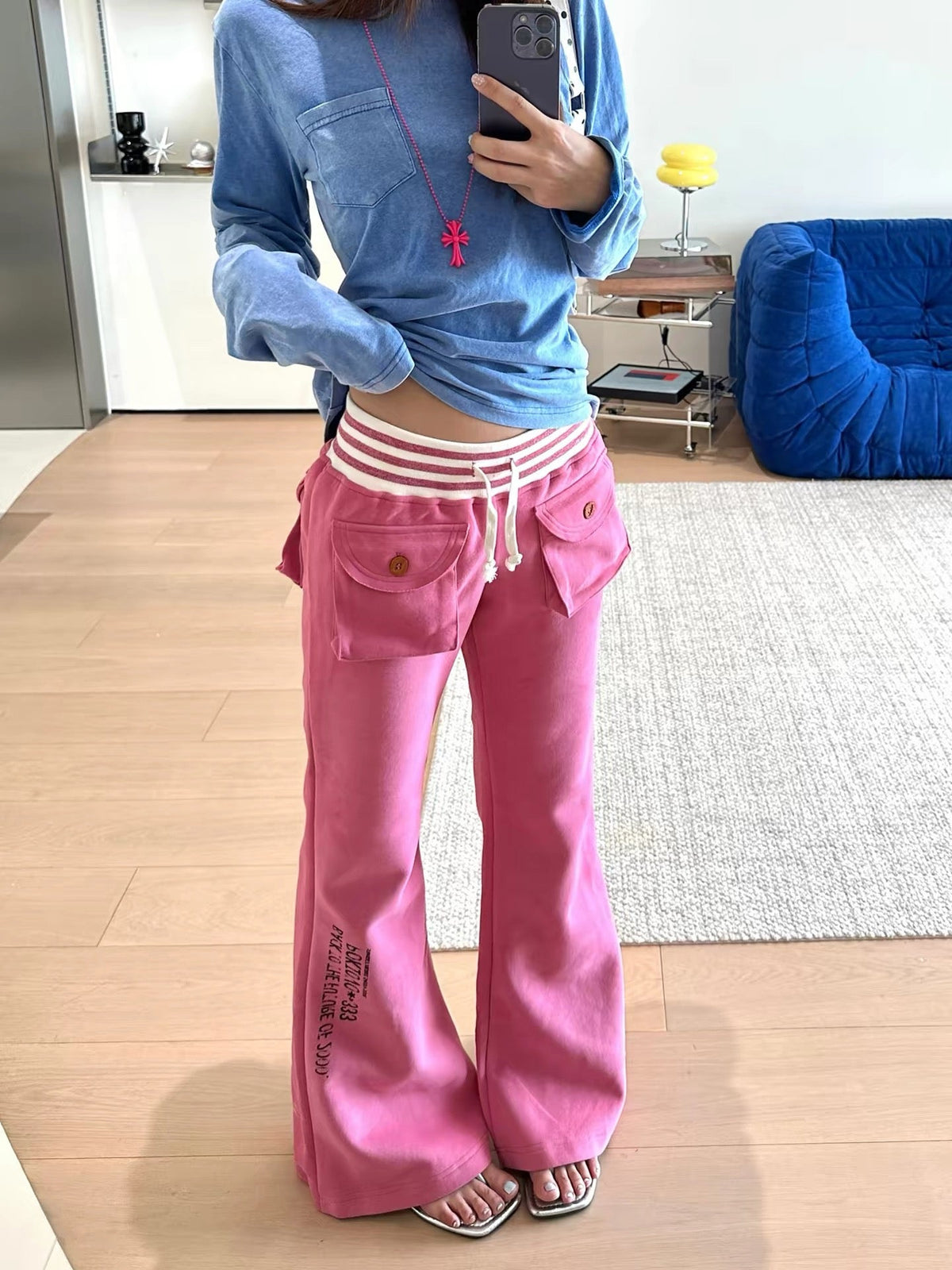 ニットタッチ ワイドフレアスウェットパンツ　AL1074