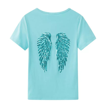 エンジェルウィング スパンコール Tシャツ　AL1046